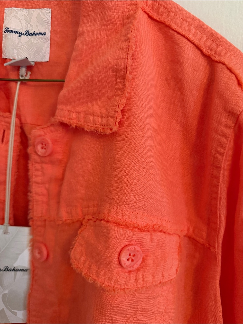 New Tommy Bahama Two Palms Linen Raw Edge Jacket in a vibrant orange shade Large - Picture 4 of 7